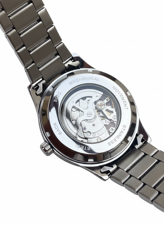 LONGLUX automatic man watch luxury mechanical wristwatches stainless steel skeleton waterproof mens watch men