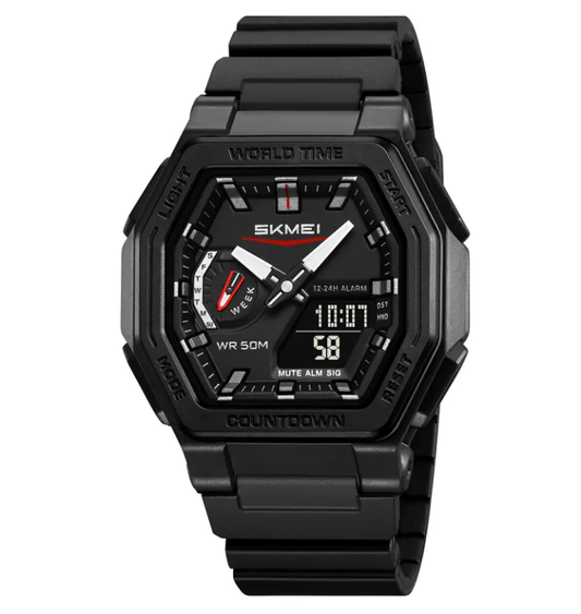 SKMEI 2438 World Time New Man LED Digital Watches Fashion Sport Waterproof