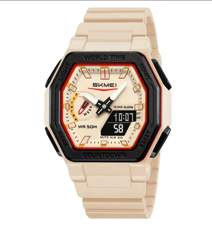 SKMEI 2438 World Time New Man LED Digital Watches Fashion Sport Waterproof