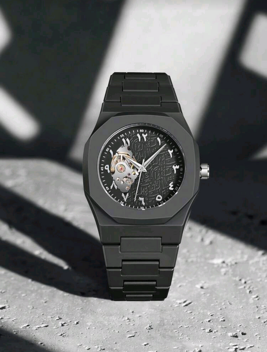 Black Arabic Aura Automatic Skeleton Edition Watch